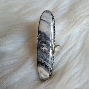 Pink Porcelain Jasper Silver Plated Gemstone Ring